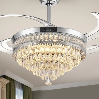 Baotree Chandelier Ceiling Fan with Lights and Remote,48 Inch Modern Flush - Image 1 of 4
