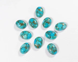 Cabujón ovalado turquesa cobre azul natural de 5x7 mm a 20x25 mm piedras preciosas sueltas - Imagen 1 de 2