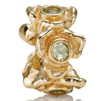 RARO Pandora Oro 14K Cuentas Rosa con Peridoto - 750377PE Foto 1 de 4