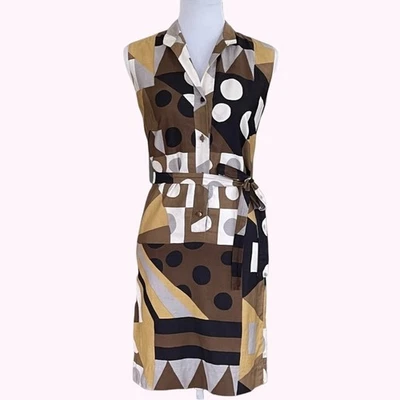 Vestido Vintage MCM Tori Richard Honolulu Sin Mangas Cuello Geométrico Cuello S Foto 1 de 4