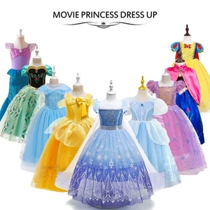 Girls Cinderella Rapunzel Frozen Elsa Anna Dress Up Party Costume Birthday Gift - Picture 1 of 144
