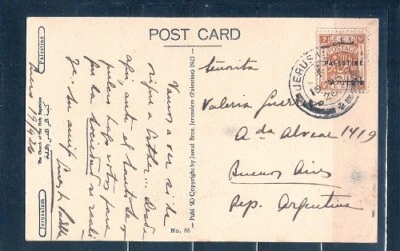 PALESTINE Sc 54 ON PPC PMKD JERUSALEM TO ARGENTINA 1928 ARR CDS VF - Image 1 of 2