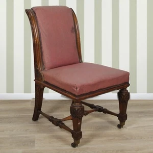 Antica sedia imbottita poltrona poltroncina in legno epoca 800 Inglese da studio - Picture 1 of 11