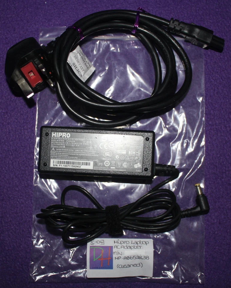 Preowned Hipro Laptop AC Adapter (M/N: HP-A0652R3B) [C-04] - Image 1 of 1