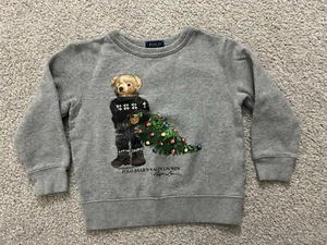 Polo Ralph Lauren Gray Toddler Crew Neck Christmas Tree Sweatshirt Top Size 4T - Picture 1 of 4