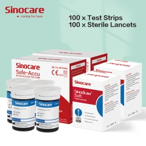 Sinocare Safe ACCU kit per il test della glicemia 100 strisce e lancette - Foto 1 di 7