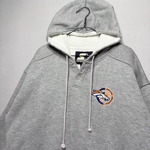Vintage 90s Starter Denver Broncos Hoodie Sweatshirt - grau - bestickt - LARGE - Bild 1 von 9