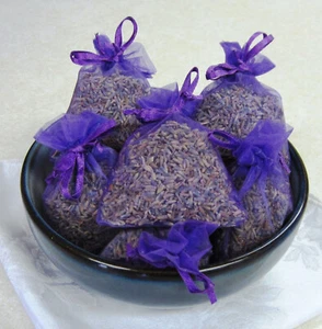 Set of 10 Lavender Sachets made with Purple Organza Bags - Picture 1 of 3