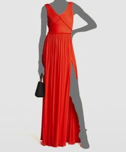 $2495 Jason Wu Women's Red Silk Sleeveless V-Neck A-Line Dress Size 4 - Picture 1 of 4