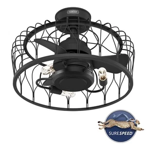 Hunter 20 inch Rotonda Matte Black Ceiling Fan with LED Light Kit and Remote - Picture 1 of 15