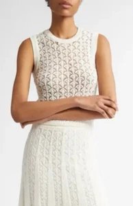 Zimmermann Wylie Open Stitch Cotton Sweater White women size 2 US M NWOT - Picture 1 of 3