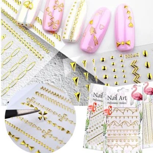 Bowknot Flower Nail Stickers - Crown Chain Nail Adhesive Manicure Decorations 5p - Picture 1 of 22