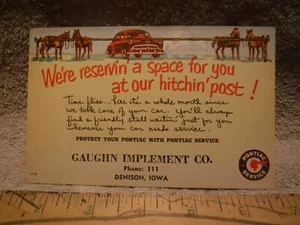 1949-1954 Pontiac Service Reminder Post Card -'We're reservin' space for you' - Picture 1 of 1