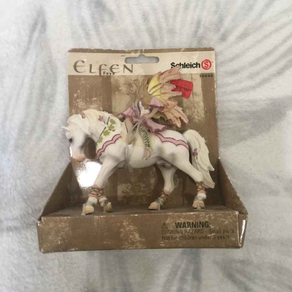 2006 Schleich Elfen Feya Fairy With Horse White and Pink 70400 Spring Roses