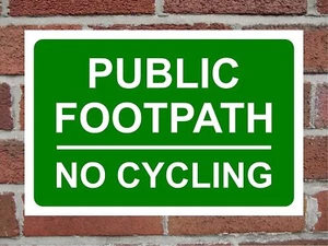 Öffentlicher Fußweg kein Radfahren Correx Sicherheitsschild 300 mm x 200 mm grün/weiß. - Bild 1 von 5