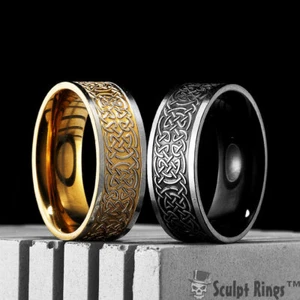 Anillo de nudo celta Sculpt Rings™ - Banda grabada de acero inoxidable para hombres y mujeres - Imagen 1 de 13