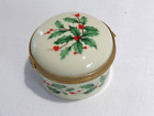 Lenox Fine Porcelain Small Round Trinket Box ~ HOLIDAY ~ Holly