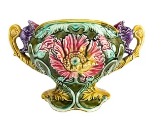 Antique Frie Onnaing France Art Nouveau Majolica Floral Planter 815 Very Rare  - Picture 1 of 9