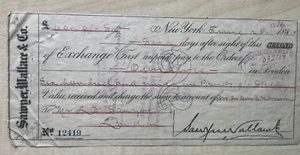 Sawyer Wallace & Co 1890 New York Bill of Exchange - Heidelbach, Ickelheimer - Picture 1 of 2