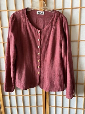 FLAX WOMENS RED LINEN JACKET   SZ S - Image 1 of 4