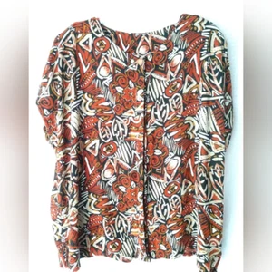 Maggie Lawrence Collection Cute Rayon Top Abstract Print Short Sleeve Sz 18 20 - Picture 1 of 4