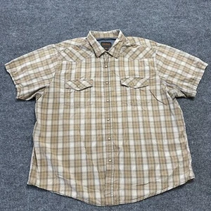 Northwest Territory Mens Button Up Shirt Size 2XL Beige Cotton Short Sleeve - Picture 1 of 8