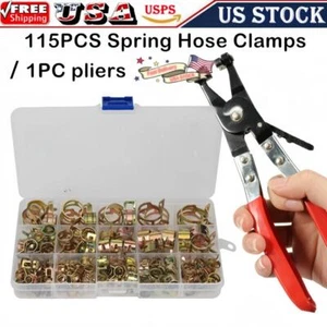 115 PCS Zinc Plated Spring Hose Clamps +1PC Hose clamp Fastener Assortment Kit - Picture 1 of 15