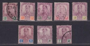 Malaya Johore Scott 76-83 Used/MH 1912 Sultan Ibrahim Multi-Rosette Wmk SCV $136 - Picture 1 of 2