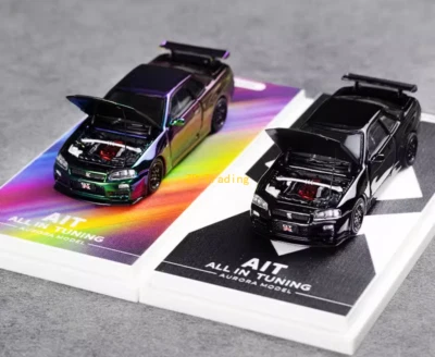 ZD Aurora 1:64 JDM Skyline GTR R34 Z-tune AIT Sports Model Diecast Metal Car BN - Image 1 of 4