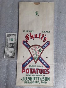 4 Vintage Shutt's Kartoffel Sack / Taschen Straßburg Landhaus Werbung NOS - Bild 1 von 2