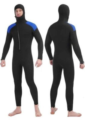 Realon Mens 2XL full body neoprene wetsuit with hoodie, black and blue, new