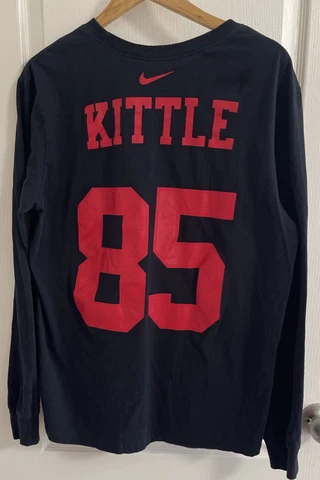Nike San Francisco 49ers George Kittle Black Long Sleeve Jersey T-shirt Mens L Cover