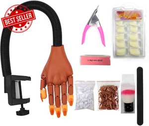Acrylic Nail Practice Hand Kit with 300 Tips, File & Tools for Training - Picture 1 of 12
