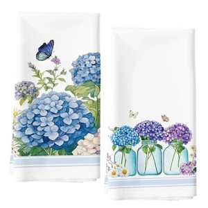 Juego de 2 toallas de cocina mariposa hortensia azul 18x26 pulgadas - Imagen 1 de 6