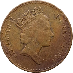 Moneda de dos peniques Isabel II Reino Unido 1989 tercer retrato (MO4041-) - Imagen 1 de 2