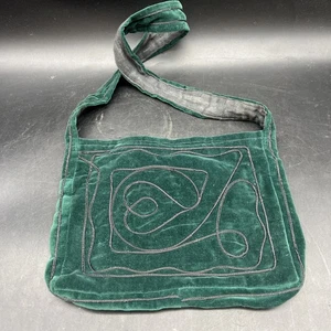 Handmade Vintage Bag Pakistan ThreadLines Gallery Velvet Green And Black - Picture 1 of 5