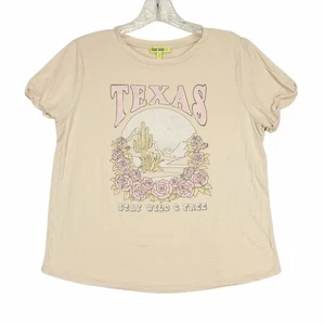 Vintage T Shirt Texas Stay Wild And Free Womens XL Beige Short Sleeve Crew Neck - Picture 1 of 14