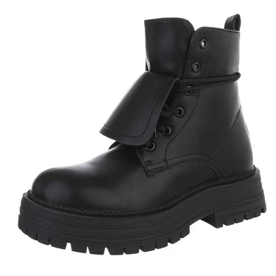 Damen Schnürschuhe mit Lochschnürung Ital-Design 0758 in Schwarz