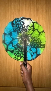 Handmade 😍 Beautiful Traditional Decorative African Print Leather Hand fans! - Picture 1 of 4