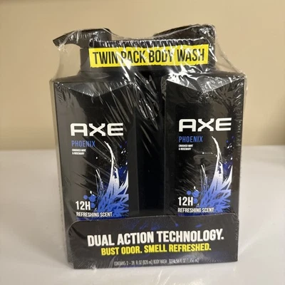 AXE Phoenix Body Wash Men 2 bottles 28 oz. Clean Fresh Showel Gel Crushed Mint  - Image 1 of 2