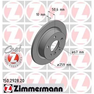 Zimmermann OE Coat Z Brake Rotor Pair 259mm Rear 150.2928.20 - Picture 1 of 1