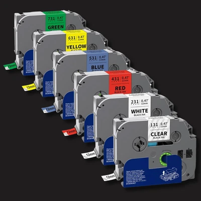Cinta para hacer etiquetas 6PK laminada de 12 mm para Brother P-Touch TZ-231 TZe-231 PT-D210 Foto 1 de 4