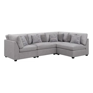 Pemberly Row 4-Piece Upholstered Fabric Modular Sectional in Gray - Picture 1 of 13