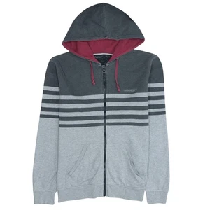 Quiksilver Men’s Grey Full Zip Hoodie M Striped Cotton Blend - Picture 1 of 12