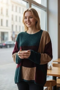 Suéter Tejido Pullover De Colección Maggie Lawrence Talla 3X Colorblock, A-3 - Imagen 1 de 9