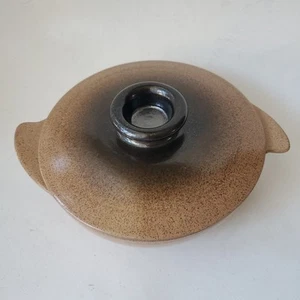 VTG MCM Heath Pottery Brownstone Tab Atomic Winged Handles Lidded Casserole 6.5" - Picture 1 of 17