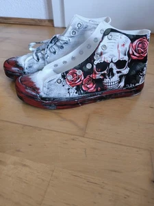 Canvas Schuh Chucks Sneaker Herren Skull Rosen Stylisch - Bild 1 von 7