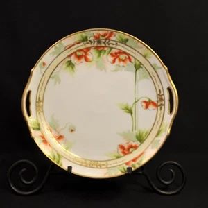 Nippon M-in-Wreath 9 5/8" CakePlate Serving 1911-1918 HandPainted Orange Poppies - Picture 1 of 12