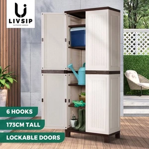 Livsip Outdoor Storage Cabinet Box Garage Cupboard Garden Adjustable Lockable - Picture 1 of 11