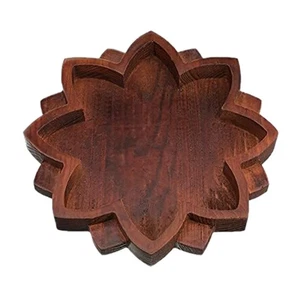 Vassoio in legno a forma di loto gioielli retrò olio essenziale cristallo scatola portaoggetti V5O8 - Foto 1 di 6
